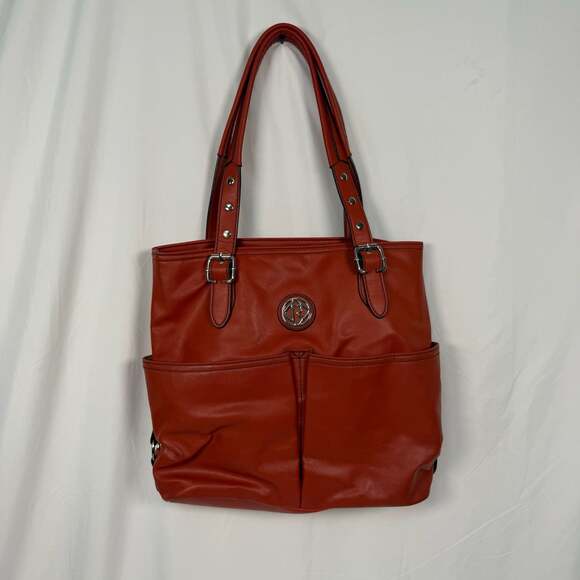 Relic Handbags - Relic Red Faux Leather Multi-Pocket Tote Shoulder Bag